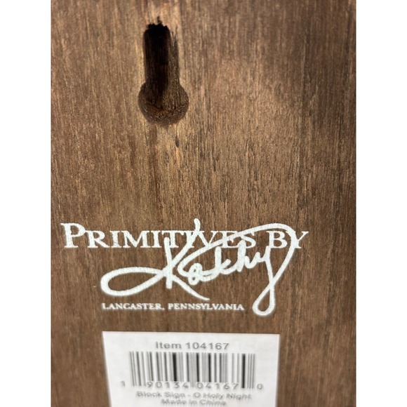 Primitives by Kathy O Holy Night Wood Block Sign Christmas Winter Tree Decor - Picture 3 of 3